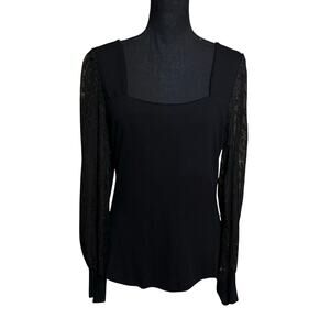 Hem & Thread Black Embellished Sleeve Top Women's Large